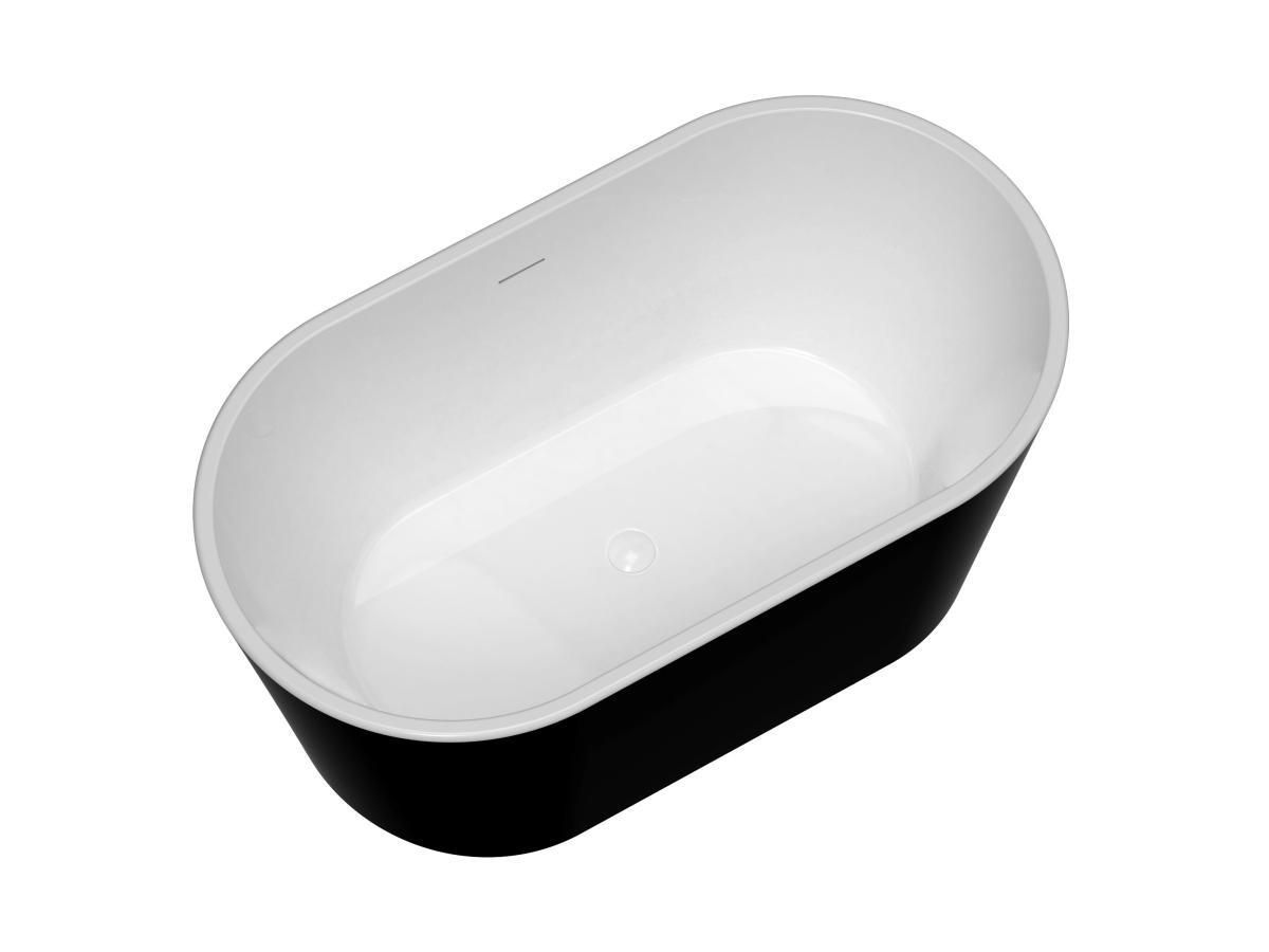 SHOWER DESIGN Freistehende Badewanne oval - Acryl - 180 L - 130 x 71 x 58 cm - Schwarz - APOGON  