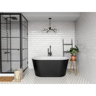 Vente-unique Vasca da bagno freestanding ovale 180 litri 130 x 71 x 58 cm Nero Acrilico - APOGON  