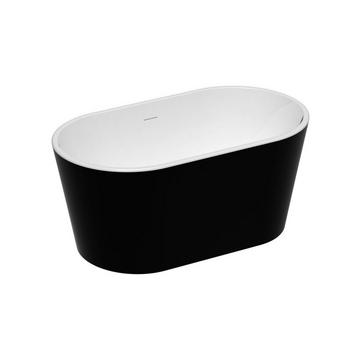 Freistehende Badewanne oval - Acryl - 180 L - 130 x 71 x 58 cm - Schwarz - APOGON