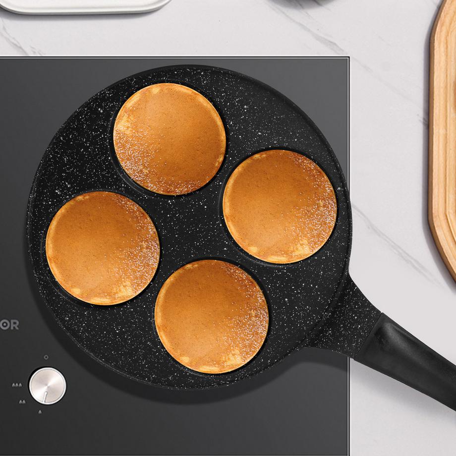 Cheffinger Poêle à Pancake pour 4 Revêtu en Marbre  
