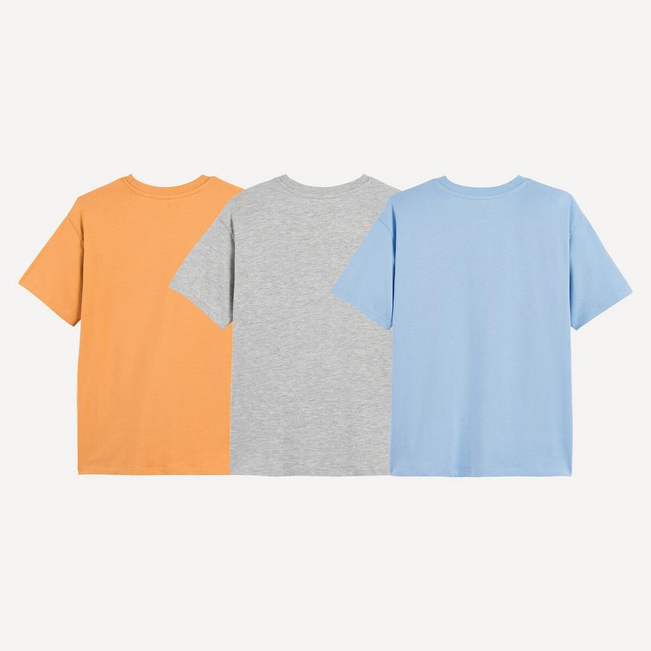 La Redoute Collections  3er-Set T-Shirts mit Rundhalsausschnitt und kurzen Ärmeln mit Brustdruck 