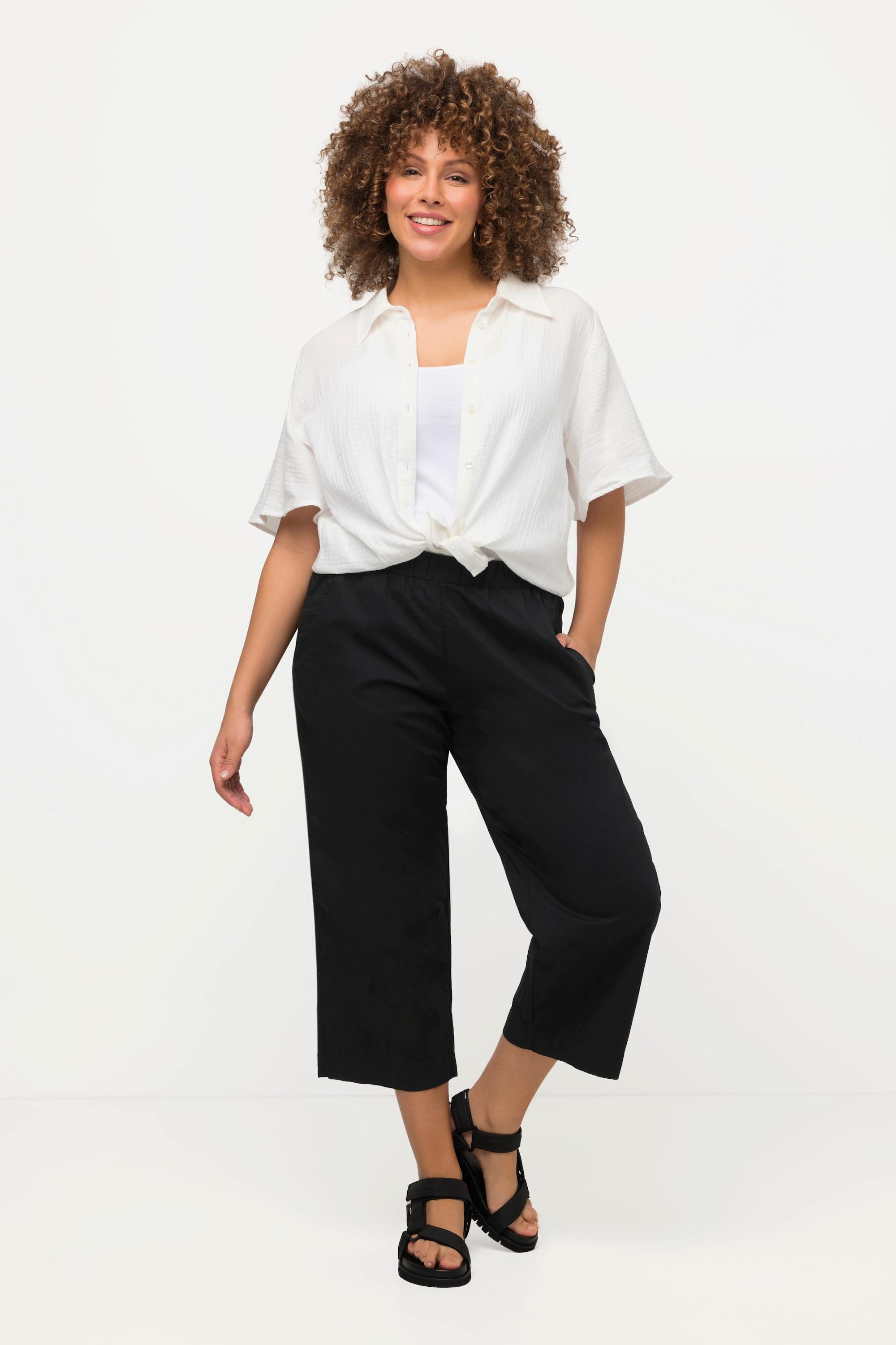 Ulla Popken  Pantalon 7/8 Ruby avec genoux préformés, jambes droites et taille élastique 