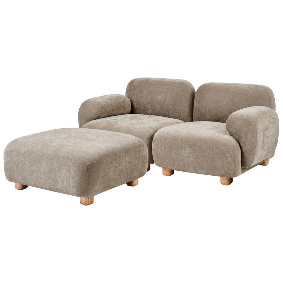Beliani Canapé 2 places avec ottoman en Tissu Moderne AMLI  