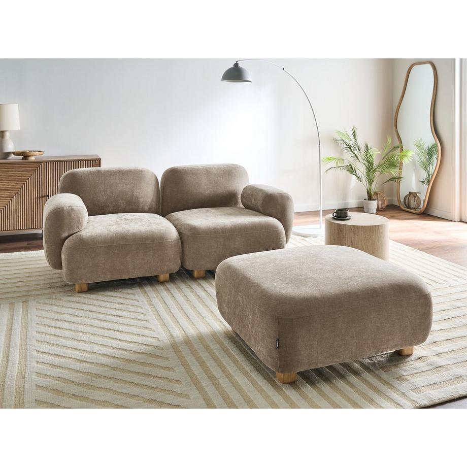 Beliani Canapé 2 places avec ottoman en Tissu Moderne AMLI  