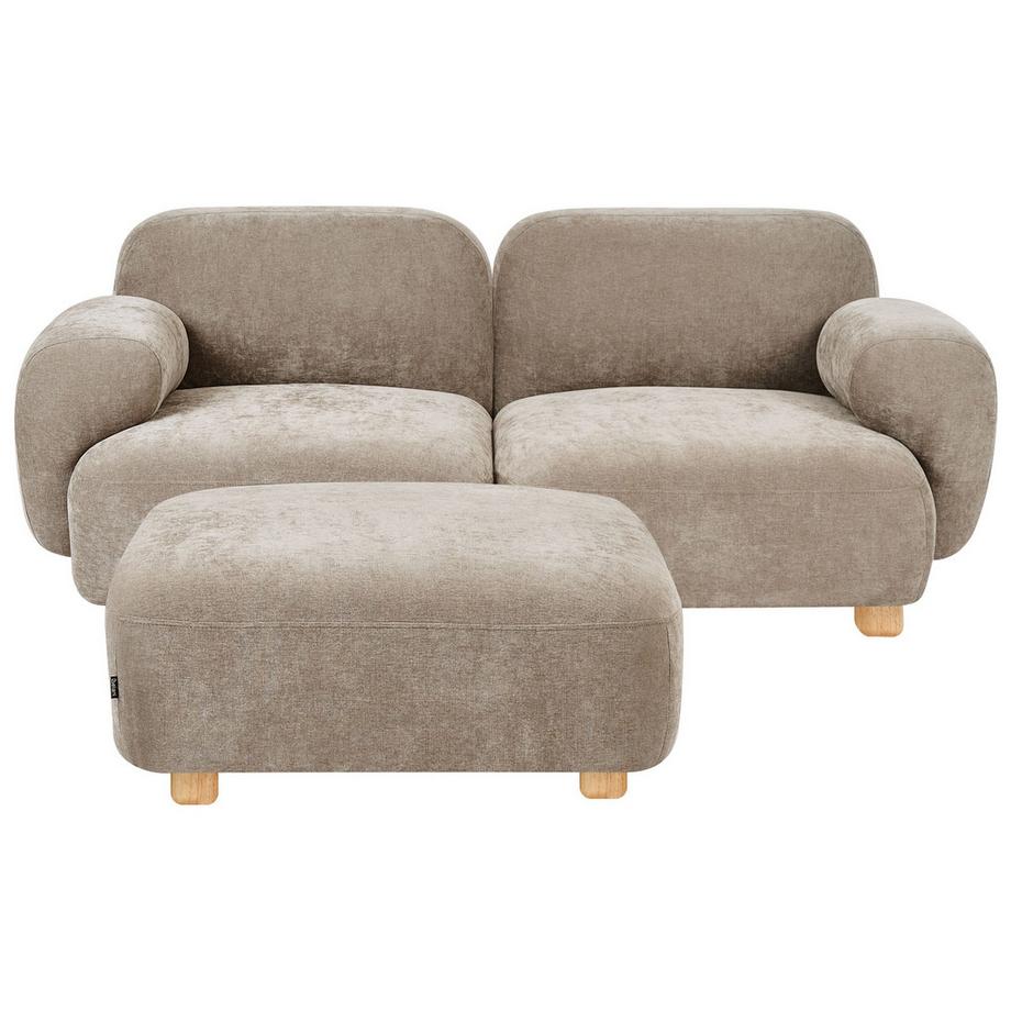 Canapé 2 places avec ottoman en Tissu Moderne AMLI