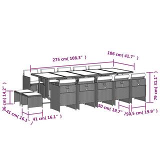 VidaXL Ensemble de salle à manger de jardin rotin synthétique  