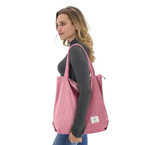 Only-bags.store  Kordel Tasche Umhängetasche mit Reißverschluss, große Shopper Tasche Tragetasche Handtasche 