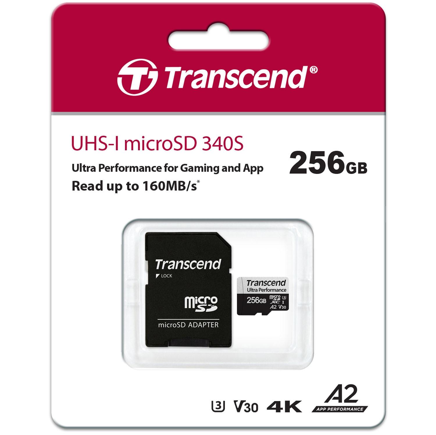 Transcend  microSDXC 340S 256 GB U3 A2 V30 (R160/W125) 