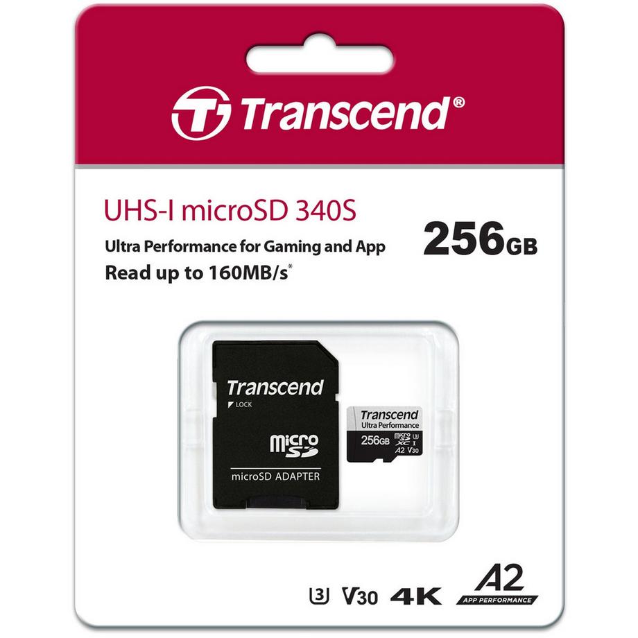 Transcend  microSDXC 340S 256 GB U3 A2 V30 (R160/W125) 