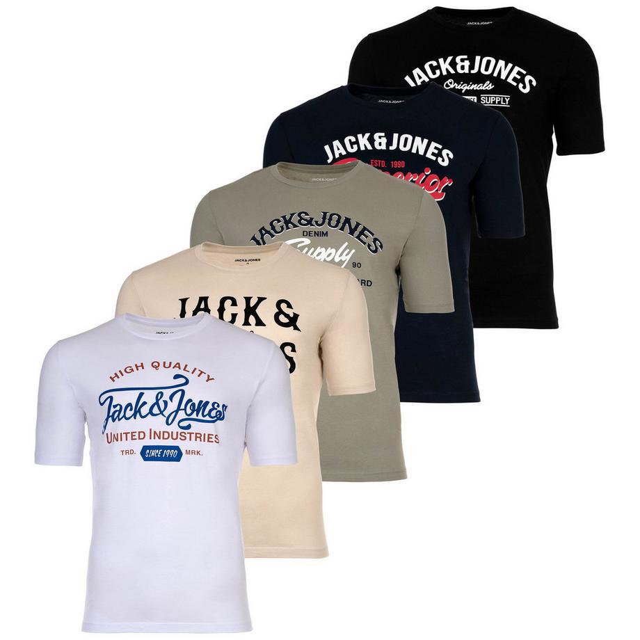 T-Shirt  5er Pack Bequem sitzend-JJLEOGRA TEE CREW NECK 5PK