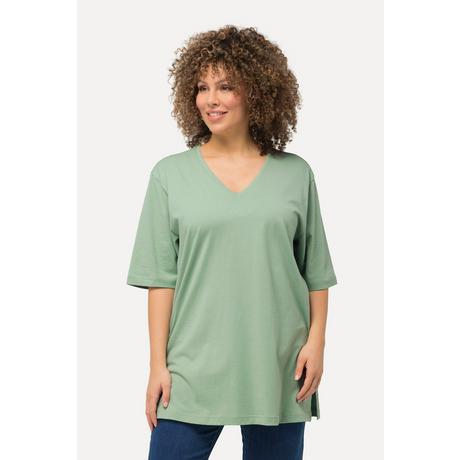 Ulla Popken  T-shirt dalle linee morbide con scollo a V e mezze maniche 