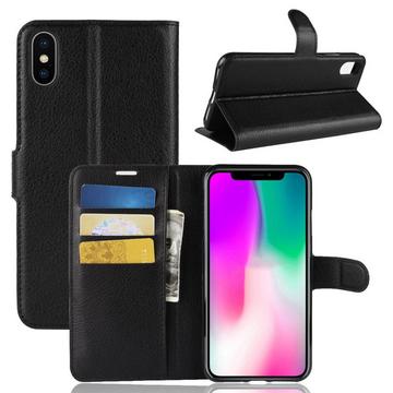 iPhone XR - Leder Hülle mit Kartenfach Schwarz