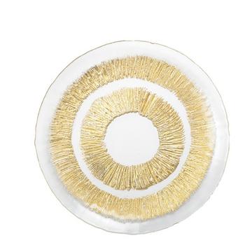 ASSIETTE PLATE DOREE EN VERRE 28X28X2.5CM - SOLEIL PAR BOITE DE - 6