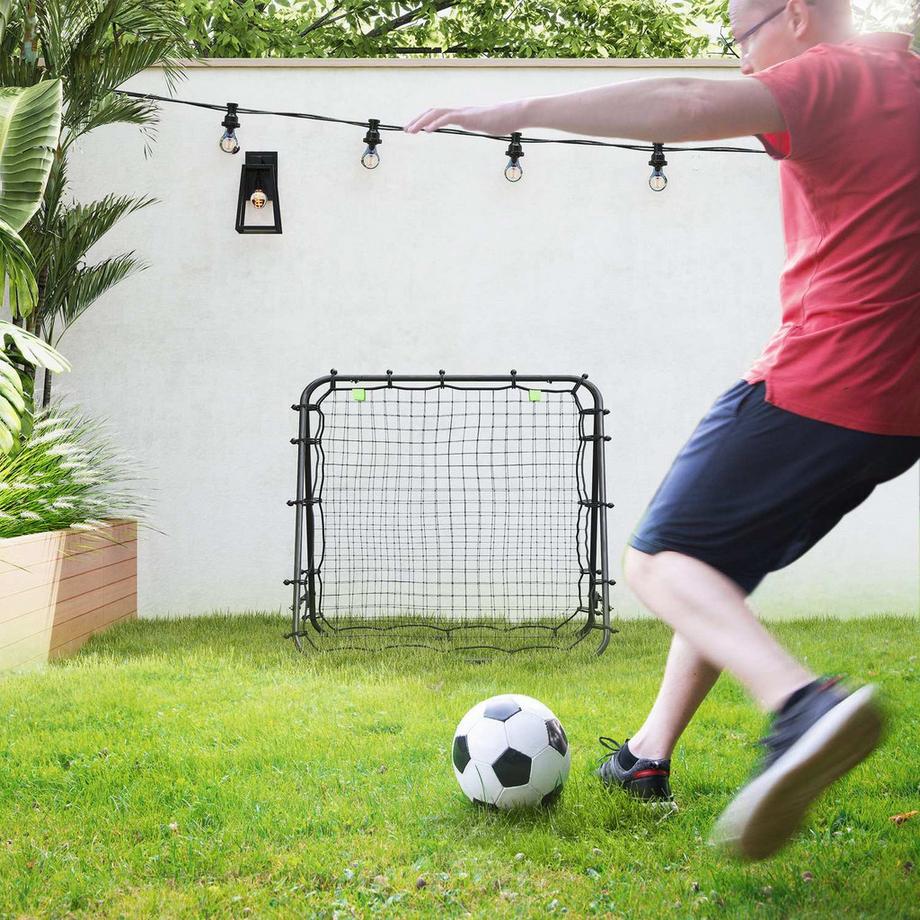 Northio  Fußball Rebounder Kickback Tor Rückprallwand Netz beidseitiger Rückprall Verstellbar in 5 Stufen für Fußball Training Stahl Schwarz 100 x 95 x 90 cm 