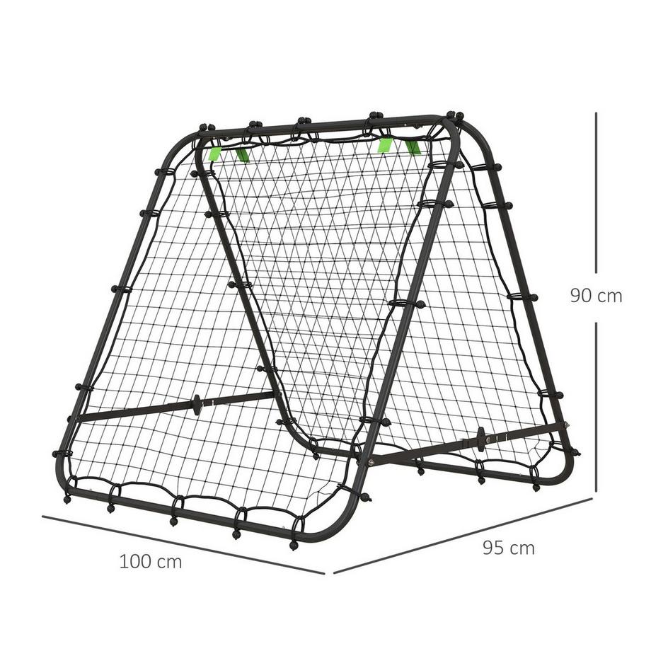 Northio  Fußball Rebounder Kickback Tor Rückprallwand Netz beidseitiger Rückprall Verstellbar in 5 Stufen für Fußball Training Stahl Schwarz 100 x 95 x 90 cm 