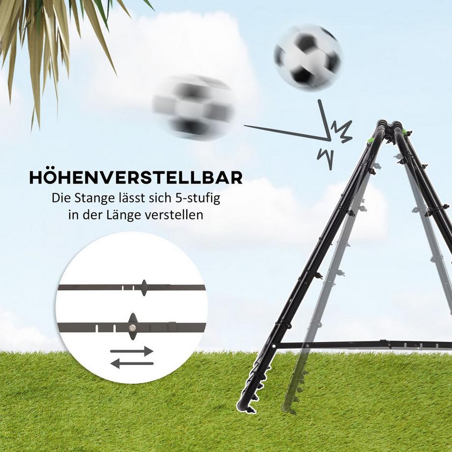 Northio  Fußball Rebounder Kickback Tor Rückprallwand Netz beidseitiger Rückprall Verstellbar in 5 Stufen für Fußball Training Stahl Schwarz 100 x 95 x 90 cm 