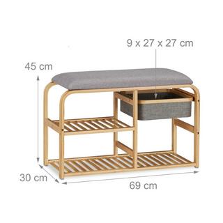 Northix Panca portascarpe in bambù con scomparti  