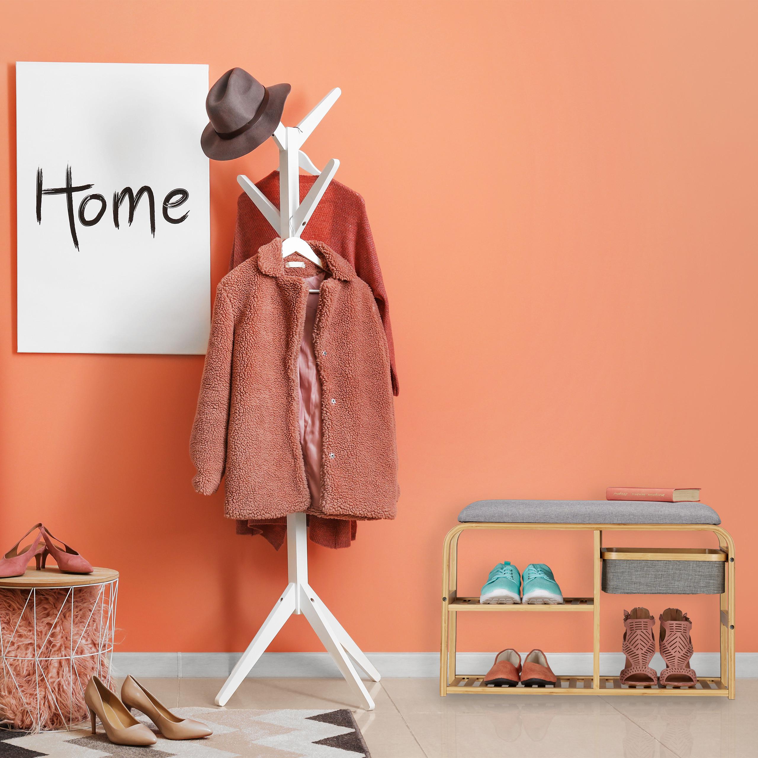 Northix Panca portascarpe in bambù con scomparti  