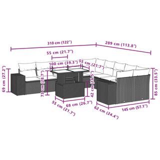 VidaXL Ensemble de canapés de jardin rotin synthétique  