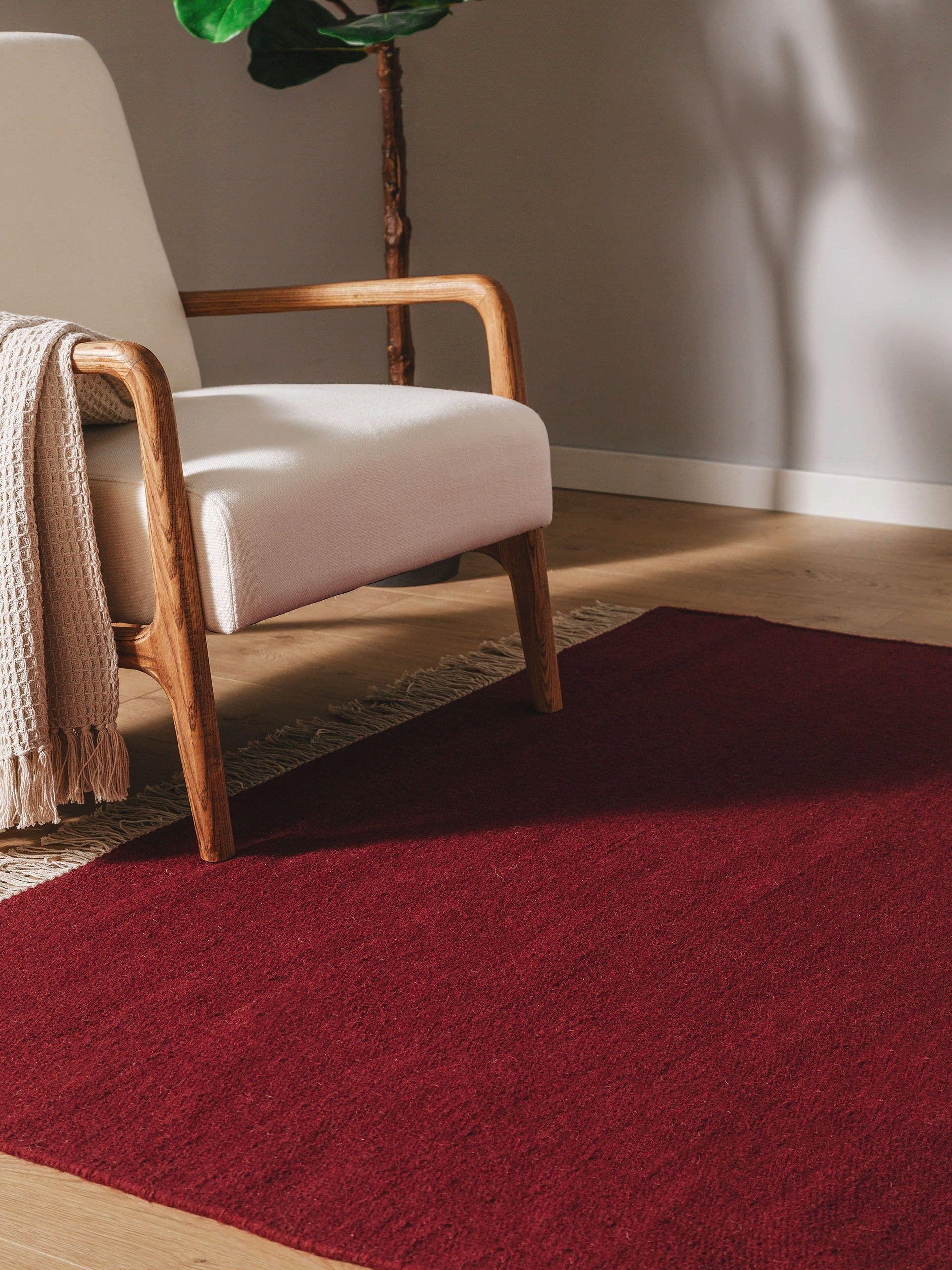 Benuta Tapis de laine Liv Rouge foncé  