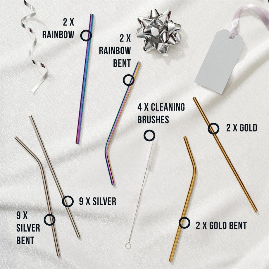 Oak & steel  Trinkhalme Edelstahl 30 Stück Mehrfarbig 