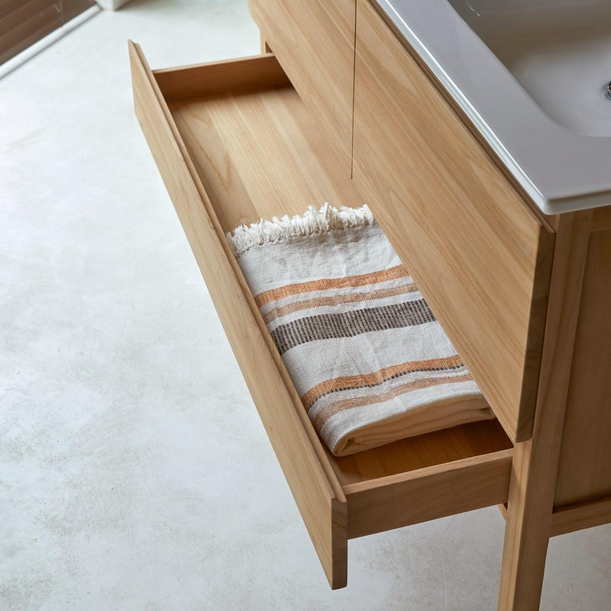 Tikamoon Mobile per il bagno in teak massello e ceramica 120 cm Edgar  