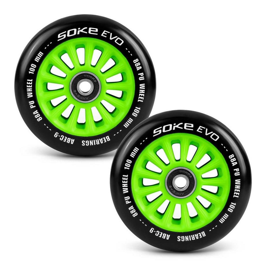 B2X  Roues vertes pour scooter 100 mm, pack de 2 