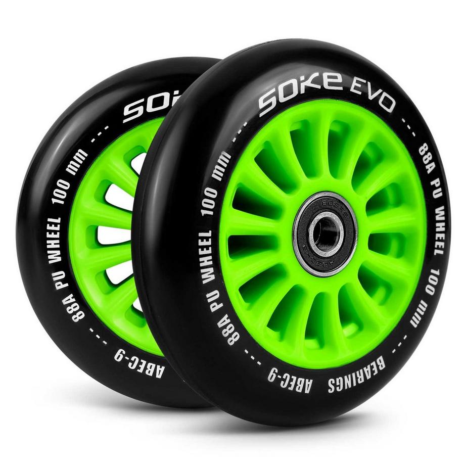 B2X  Roues vertes pour scooter 100 mm, pack de 2 