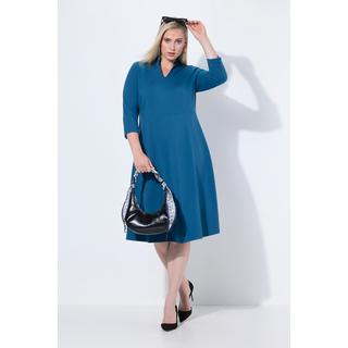 Ulla Popken Robe Punto di Roma Coupe Évasée Col V Manches 3/4  