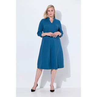 Ulla Popken Robe Punto di Roma Coupe Évasée Col V Manches 3/4  