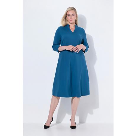 Ulla Popken Robe Punto di Roma Coupe Évasée Col V Manches 3/4  