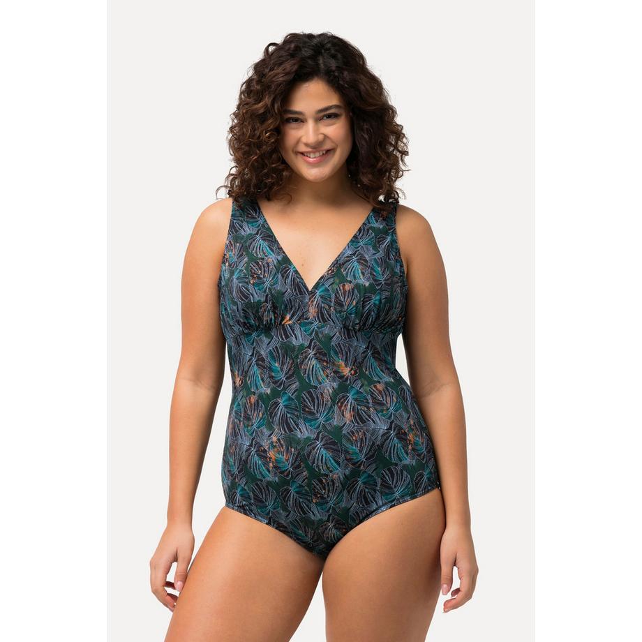 Ulla Popken Costume da bagno foglie della giungla coppe morbide fodera Powermesh  