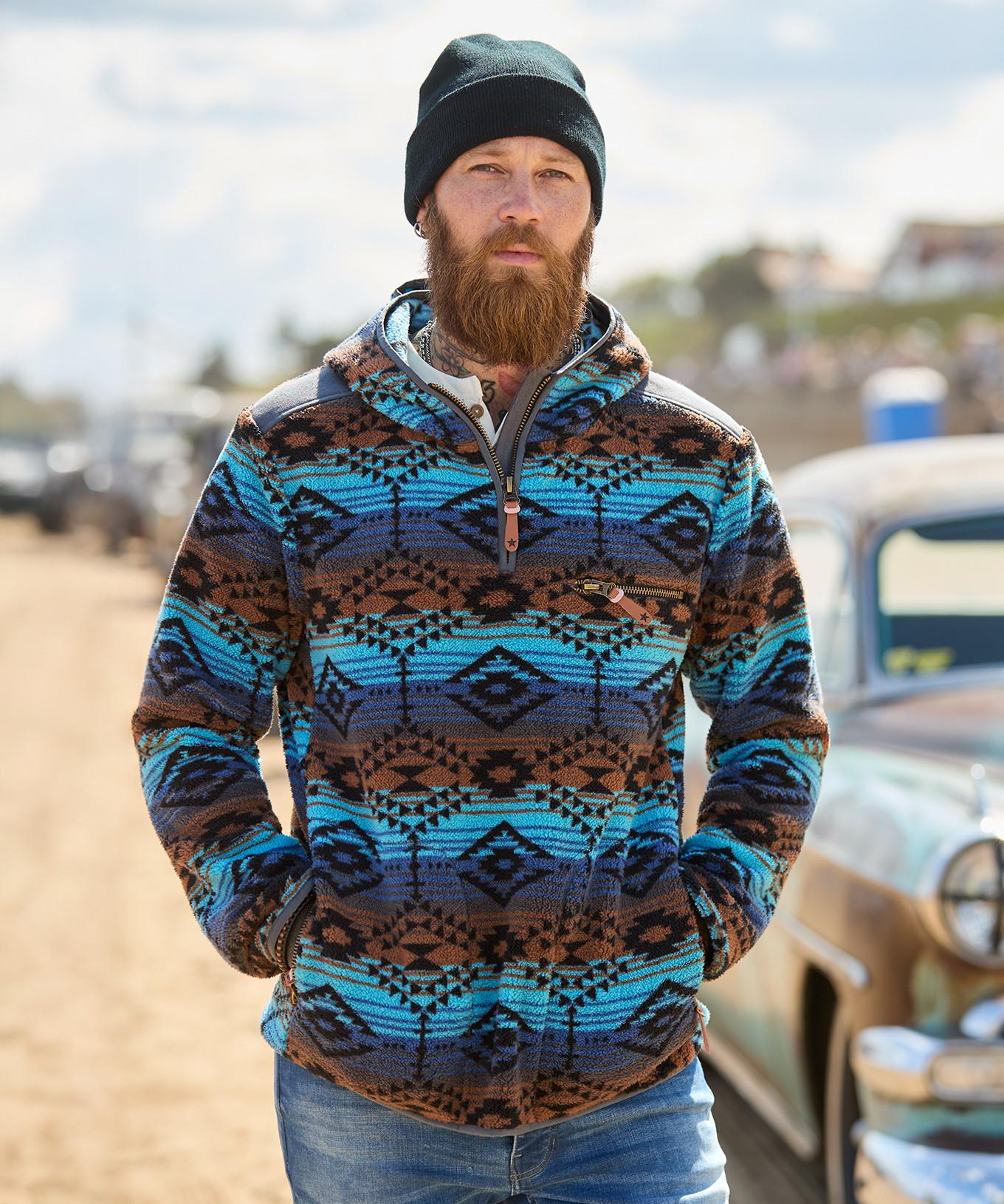 Joe Browns Felpa con Cappuccio in Pile Motivo Azteco Cerniera  