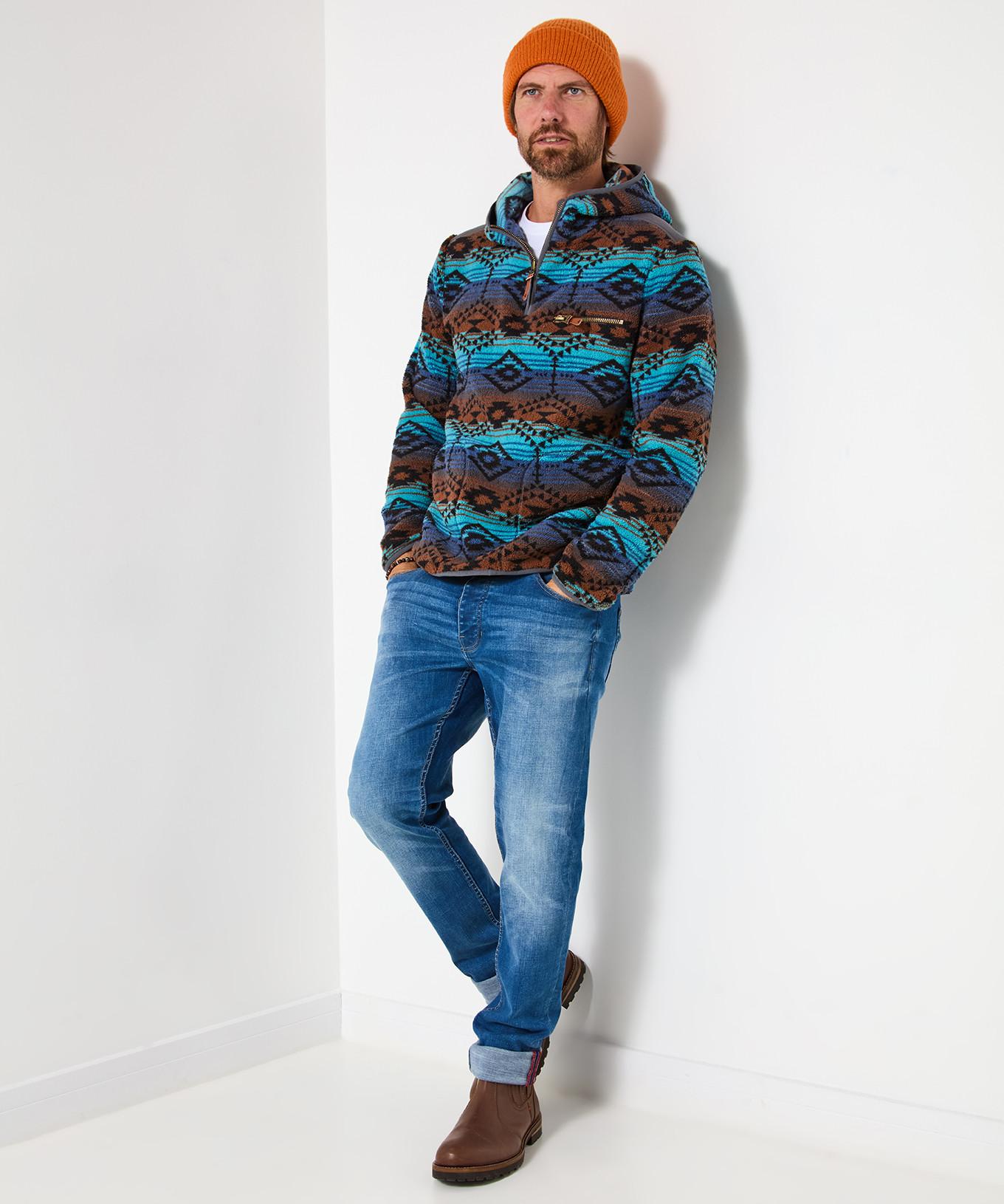 Joe Browns Felpa con Cappuccio in Pile Motivo Azteco Cerniera  