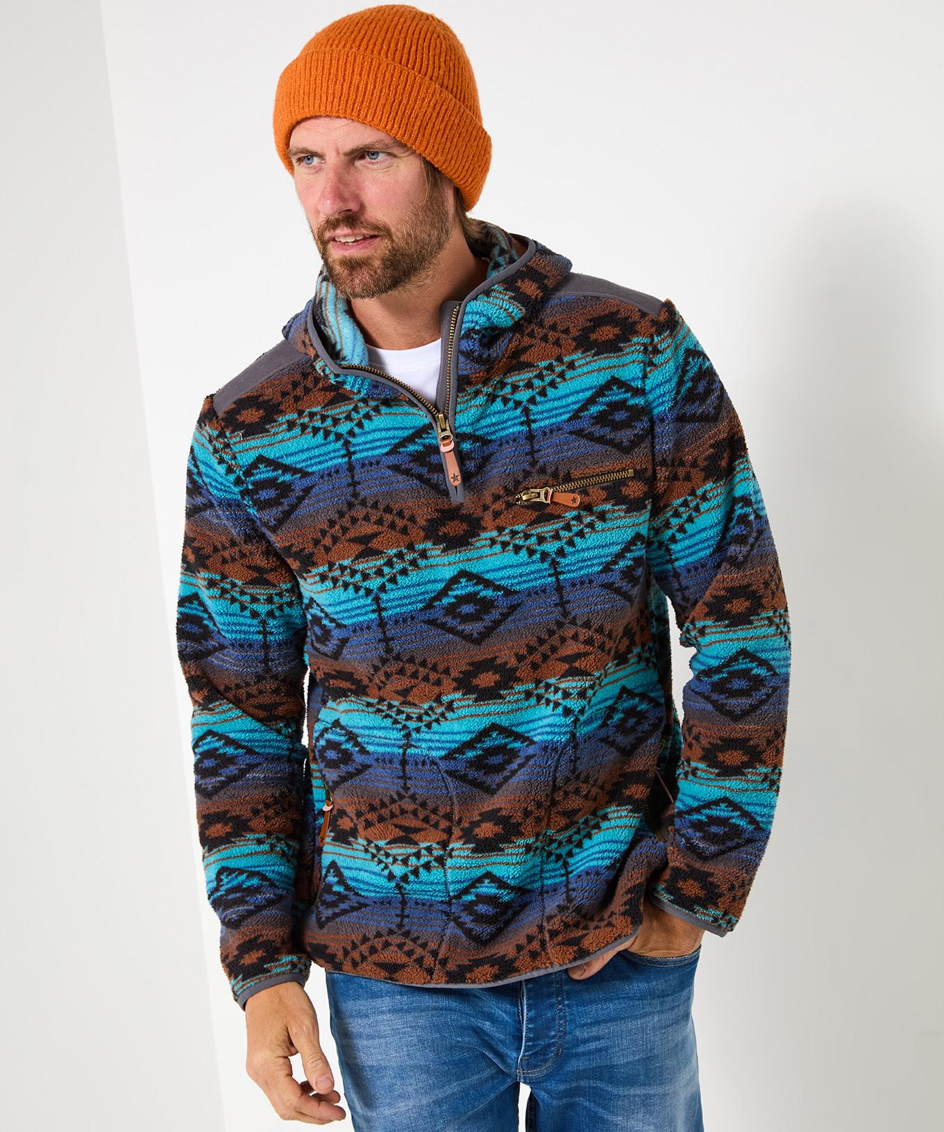 Joe Browns Felpa con Cappuccio in Pile Motivo Azteco Cerniera  