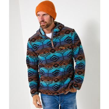 Fleece-Kapuzenjacke mit Aztekenmuster und Reißverschluss