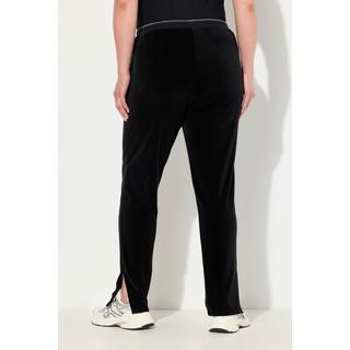 Ulla Popken  Pantalon de jogging en velours, passepoil brillant, taille élastique et poches 