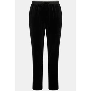 Ulla Popken  Pantalon de jogging en velours, passepoil brillant, taille élastique et poches 