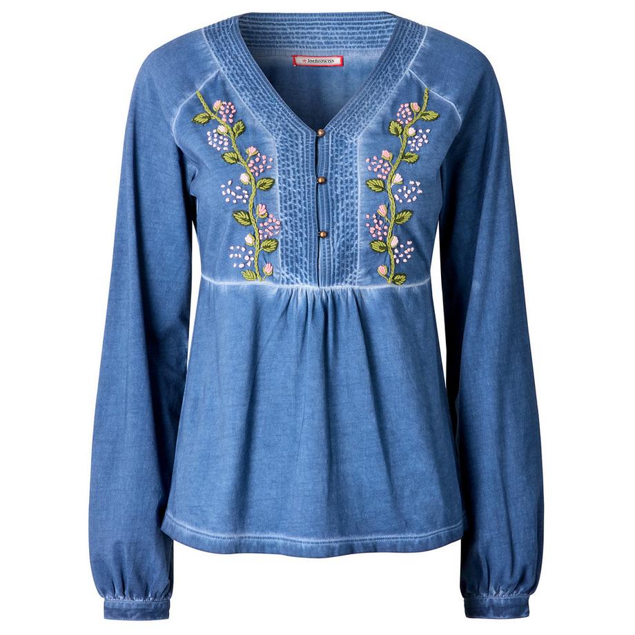 Joe Browns Bemerkenswertes Henley Shirt Patchwork Print  