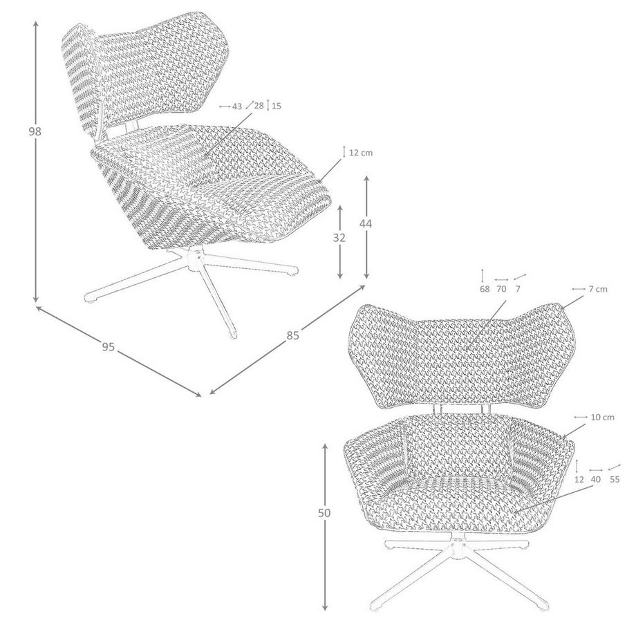 ANGEL CERDA Poltrona girevole in tessuto bianco e nero  