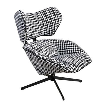Fauteuil pivotant en tissu noir et blanc