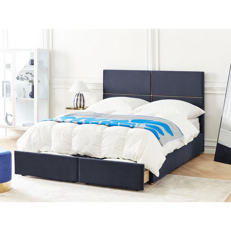 Beliani Lit à lattes en Velours Glamour VERNOYES  