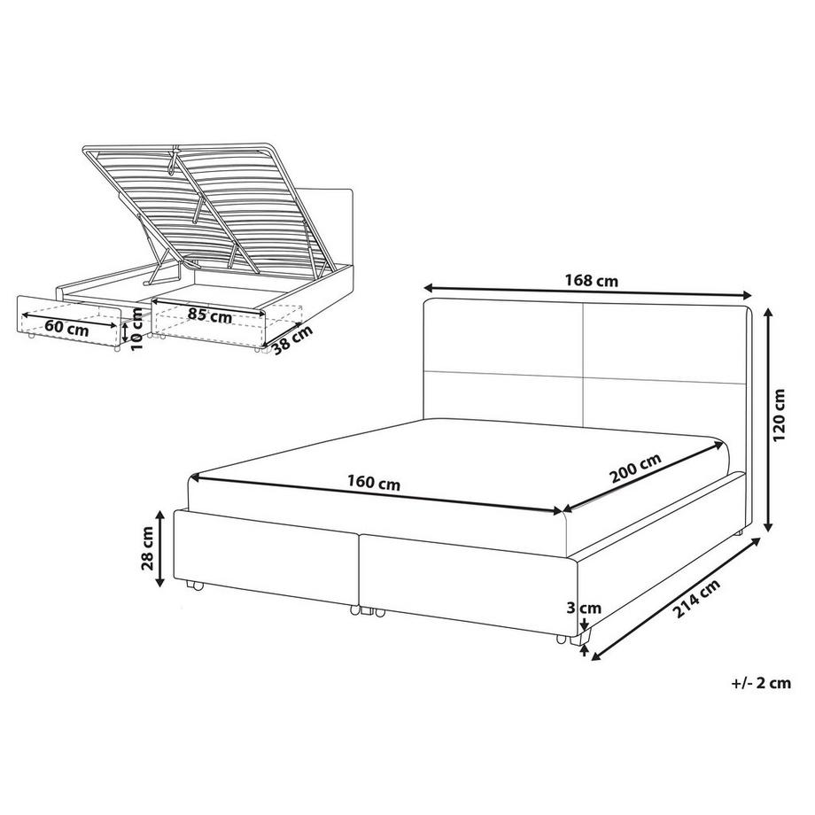 Beliani Lit à lattes en Velours Glamour VERNOYES  