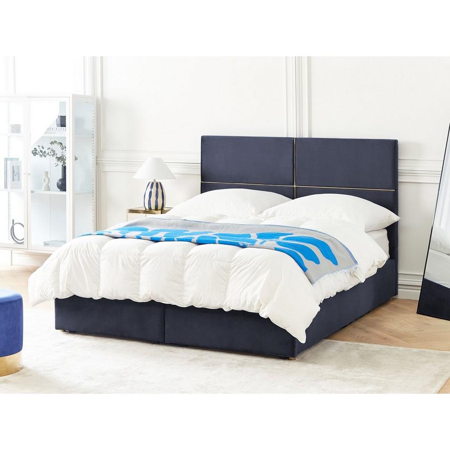 Beliani Lit à lattes en Velours Glamour VERNOYES  