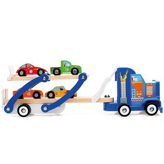 Scratch  DAM Preschool: TRUCK CAR CONTILOOP 38x10x12cm, 4 Autos enthalten, in Holz, in Box, 3+ 