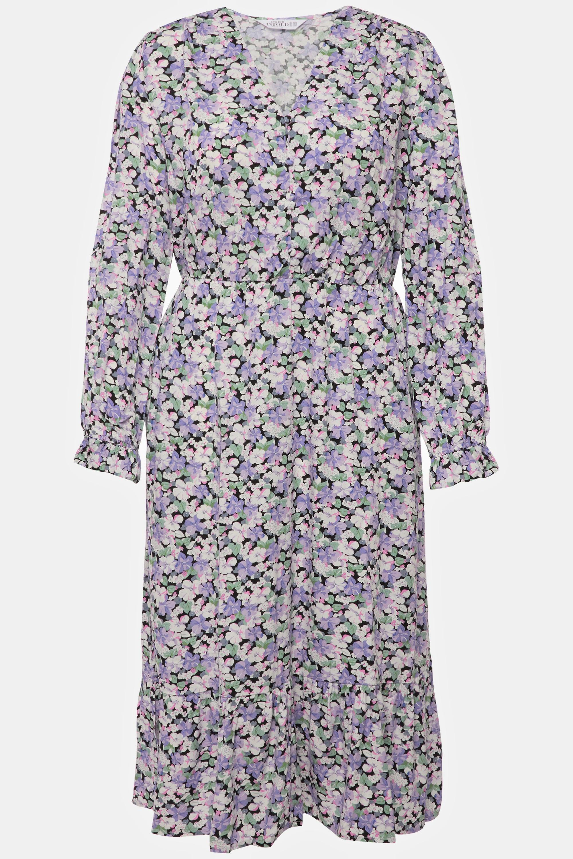 Studio Untold  Robe midi ligne A à imprimé floral. Col en V et manches courtes 