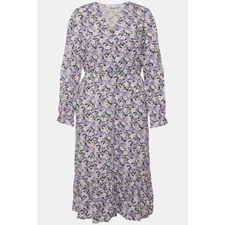 Studio Untold  Robe midi ligne A à imprimé floral. Col en V et manches courtes 