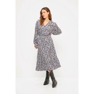 Studio Untold  Robe midi ligne A à imprimé floral. Col en V et manches courtes 