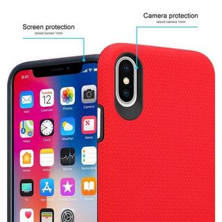 Cadorabo  Housse compatible avec Apple iPhone X / XS - Outdoor Coque de protection hybride avec surface antidérapante extra grip au design triangle en silicone et plastique 