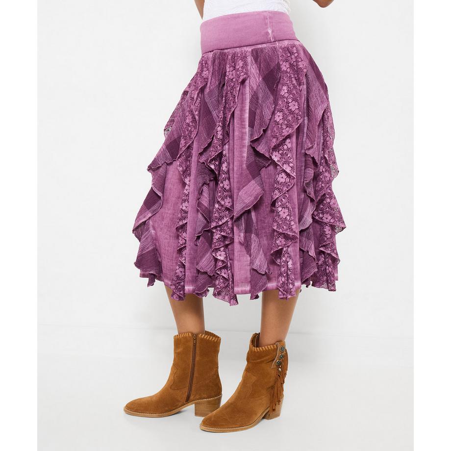 Joe Browns Midirock mit Rüschen und fliessendem Fall  